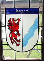 Nikolaikirche Anklam, Hanse-Wappenfenster von Stargard, Polen (*2016)