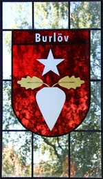 Nikolaikirche Anklam, Wappenfenster von Anklams Partnerstadt Burlöv, Schweden (*2015)
