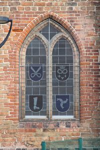 Nikolaikirche Anklam, Zunftfenster 0.22 in Sakristei (* 2017, außen)